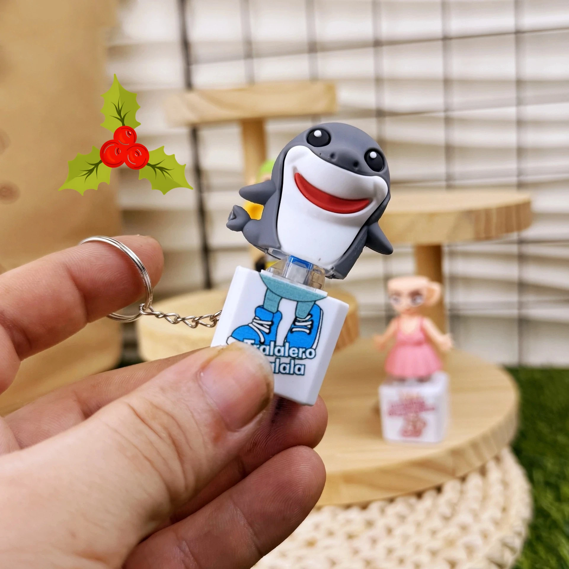 Nuevo Brainrot bolsa de juguete clásica llavero de coche colgante Tralalero Tralala llavero botón de sonido luminoso Tungtung Sahur regalo de Halloween