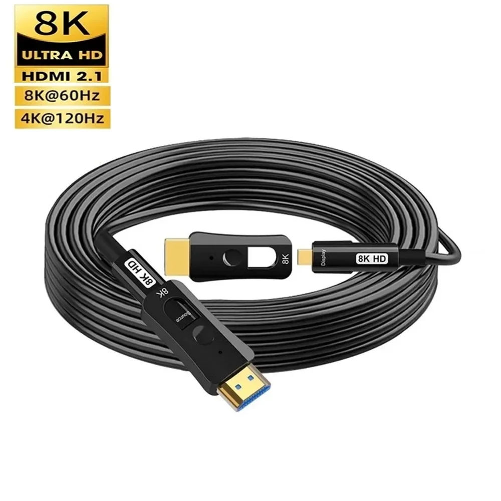 8K High Speed HDMI 2.1 fiber Cable Threaded Optical Cable with Micro HDMI 48Gbps 8K@60Hz 4K@120Hz HDR HDCP2.2 For RTX 4070/4090