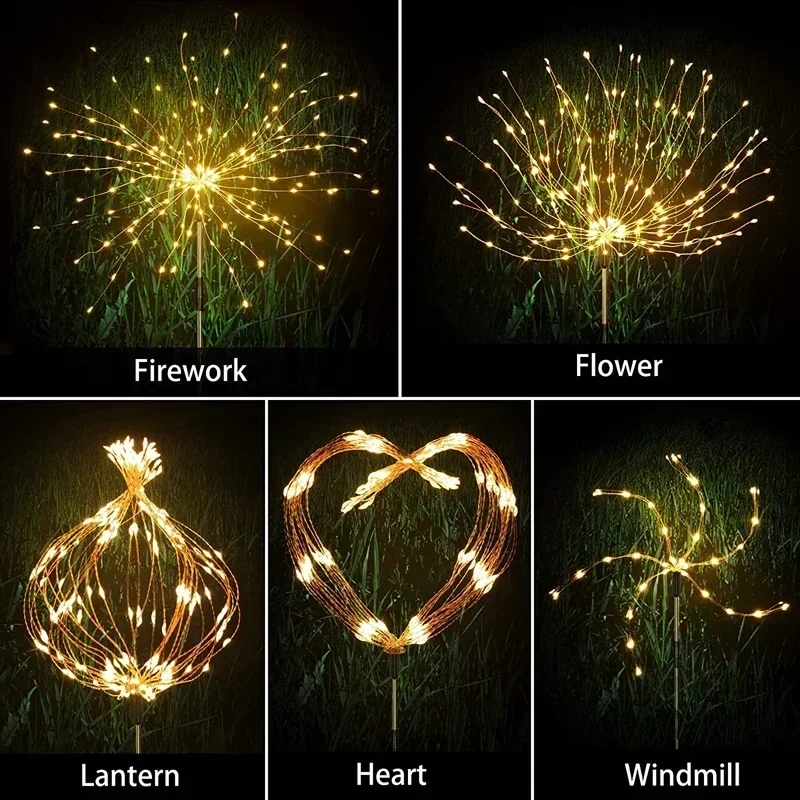 1/2/4/6Pcs Solar LED Firework Fairy Lights Outdoor IP65Waterproof Garden Decoration Lawn Pathway Solar Lamp For Patio Yard Party