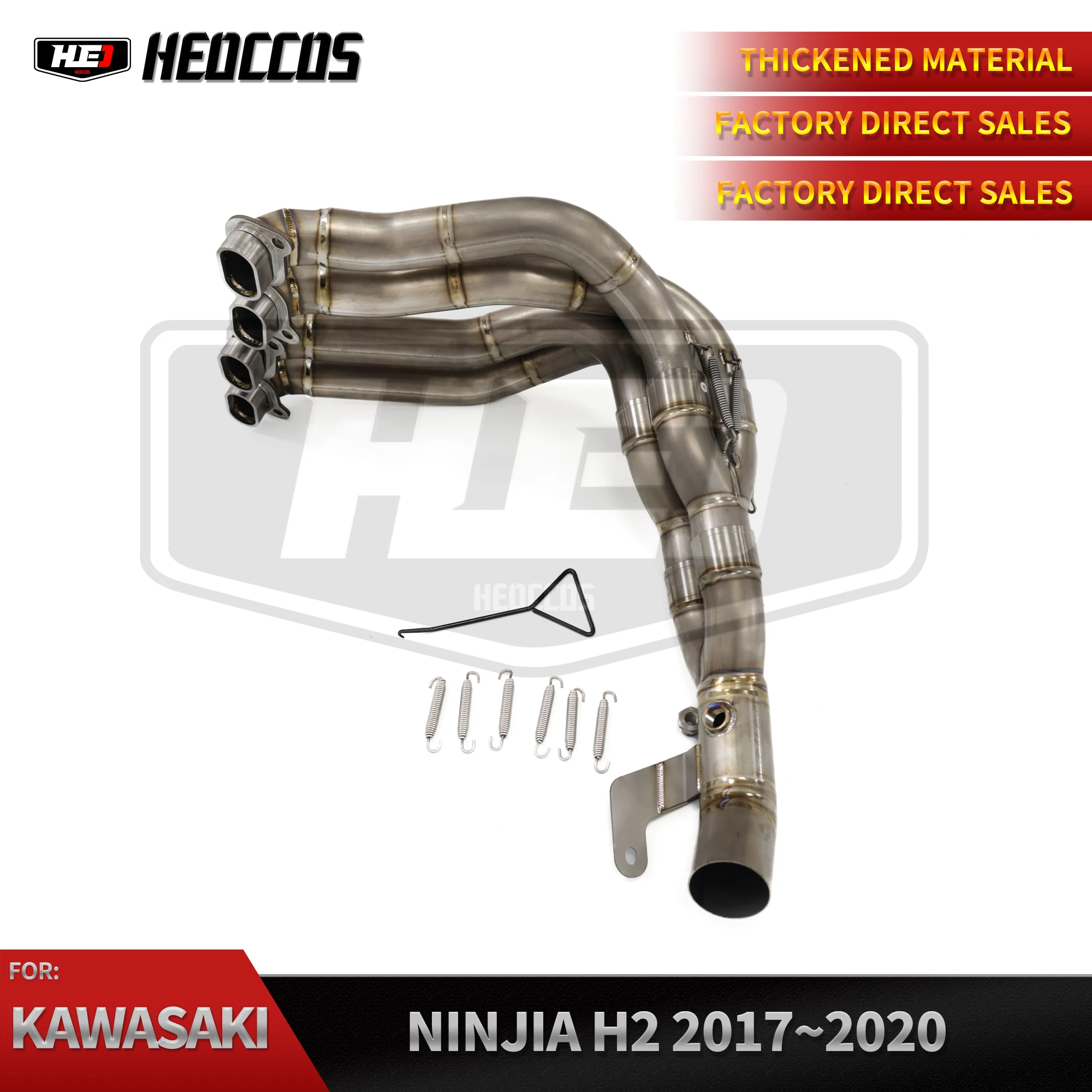 

HEO CARBON Exhaust Header Tube Muffler For Kawasaki NINJA H2 2017~2020 H2 H2R Titanium Alloy Front Pipe Collector Manifold