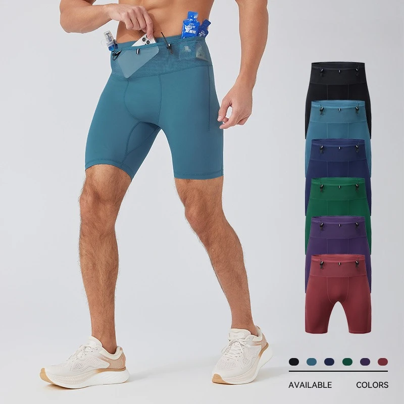 Men's Compression Shorts with Pockets for Running and Gym, Quick-Dry Breathable Athletic basketball Workout Pants Plus Size