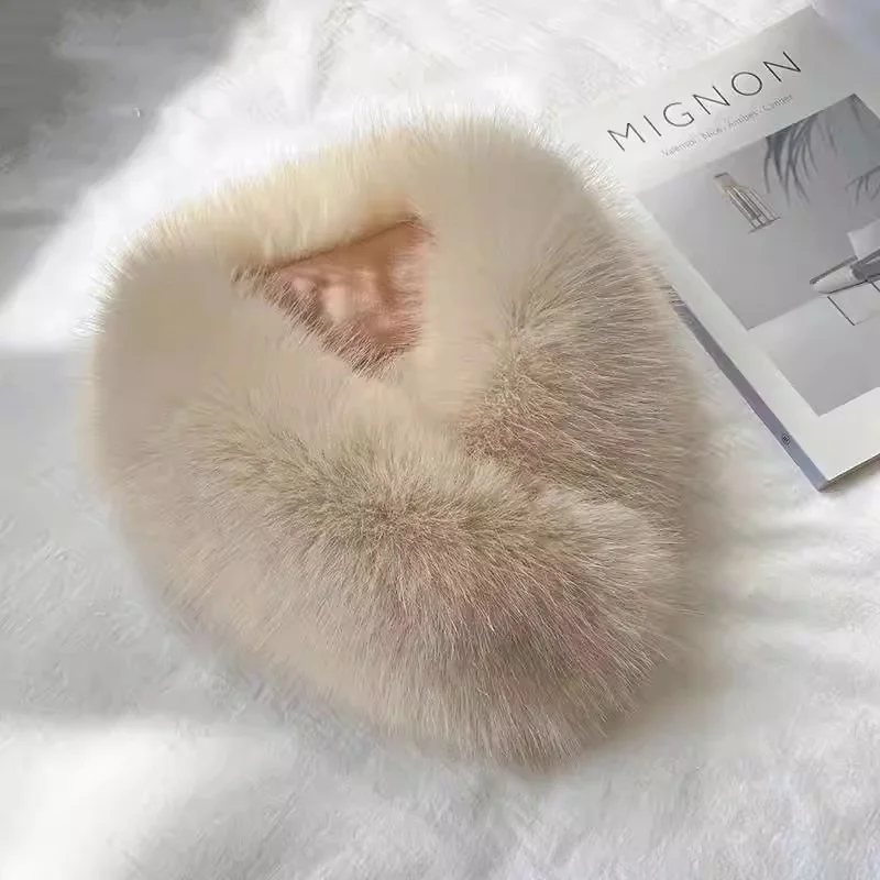 

Корейский шарф из искусственного меха для женщин, осенне-зимний, универсальный, с магнитной застежкой, цвет молочного чая, для студентов