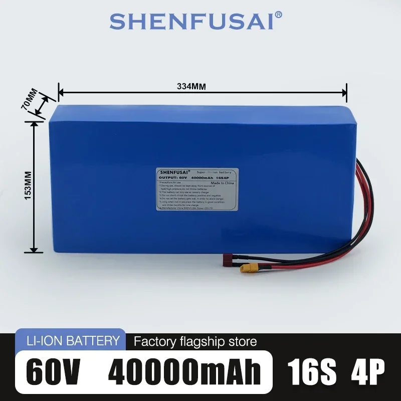 Imagem -03 - Bloco da Bateria do Veículo Elétrico do Elevado Desempenho Bloco da Bateria do Lítio 16s4p 60v 40ah 18650 1000w