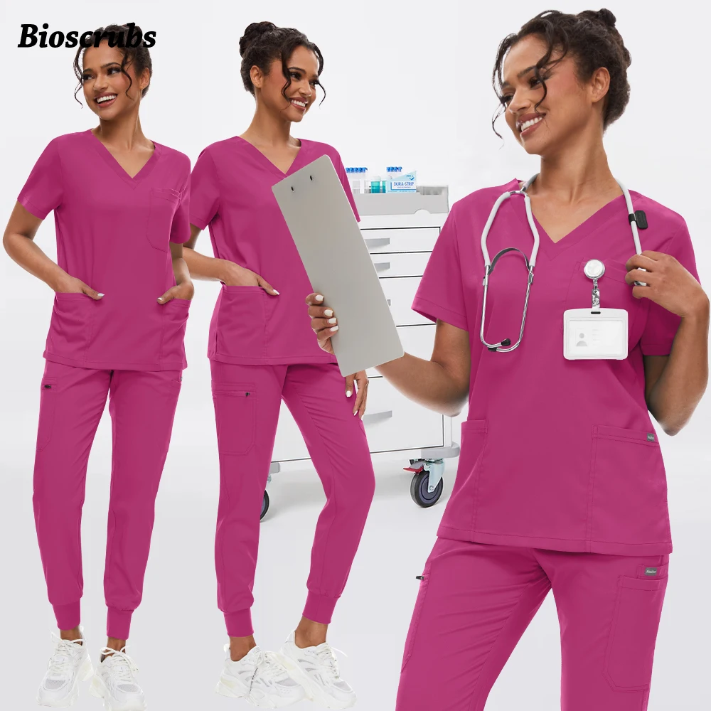 

New Medical Clinical Scrubs Set Dental Dentist Uniforms Woman Men Lab Workwear Pockets Joggers Suit Hospital Doctor Work Clothes