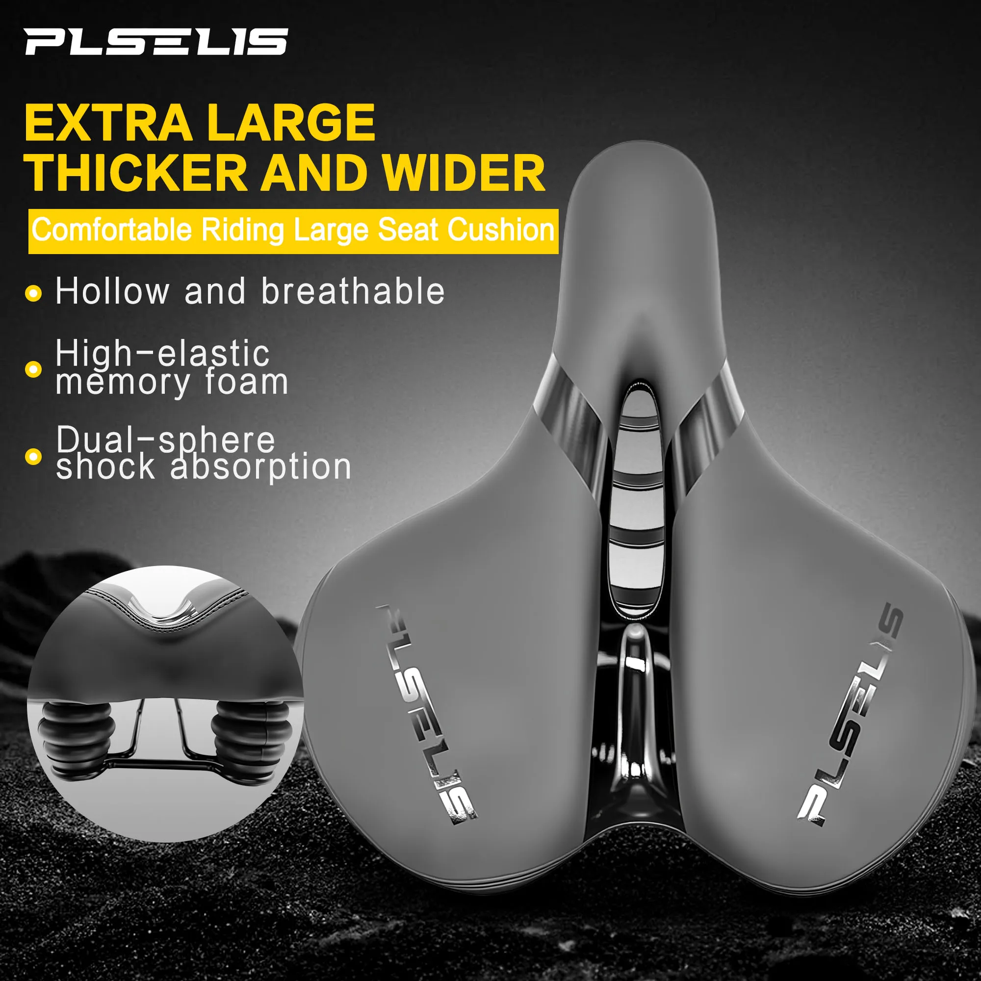 

PLSELIS lightweight, widened, and thickened comfortable bicycle saddle 870g nylon ball soft seat bow, suitable for 7 * 7 road bi