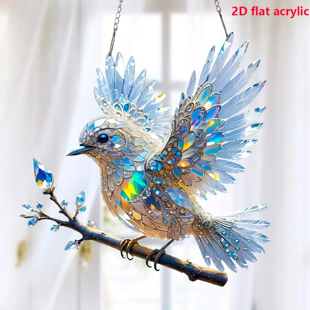 Hübscher Vogel-Fenster zum Aufhängen, 2D-Acryl, für Küche, Wohnzimmer, Büro, Innenhof, Anhänger, 3 Stück, Herbst, Tierliebhaber, Kranzschild