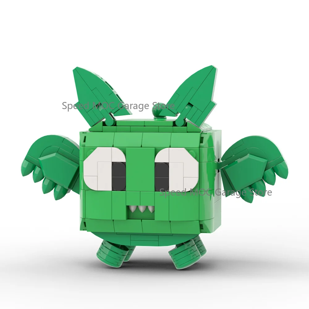 

Custom Whimsical Cube Dragon MOC Brick Model - Adorable Green Fantasy Pet Building Blocks Display