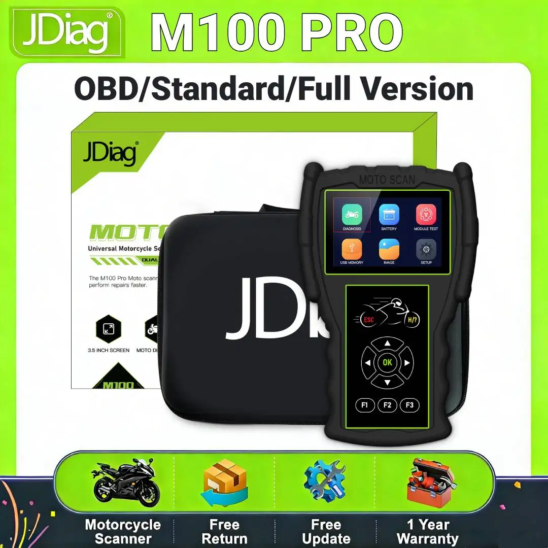 

Диагностический сканер для мотоциклов JDiag M100 PRO, считыватель кодов OBD2 для BMW, KTM, Honda, Kawasaki, Yamaha, Suzuki, KTM D87/88