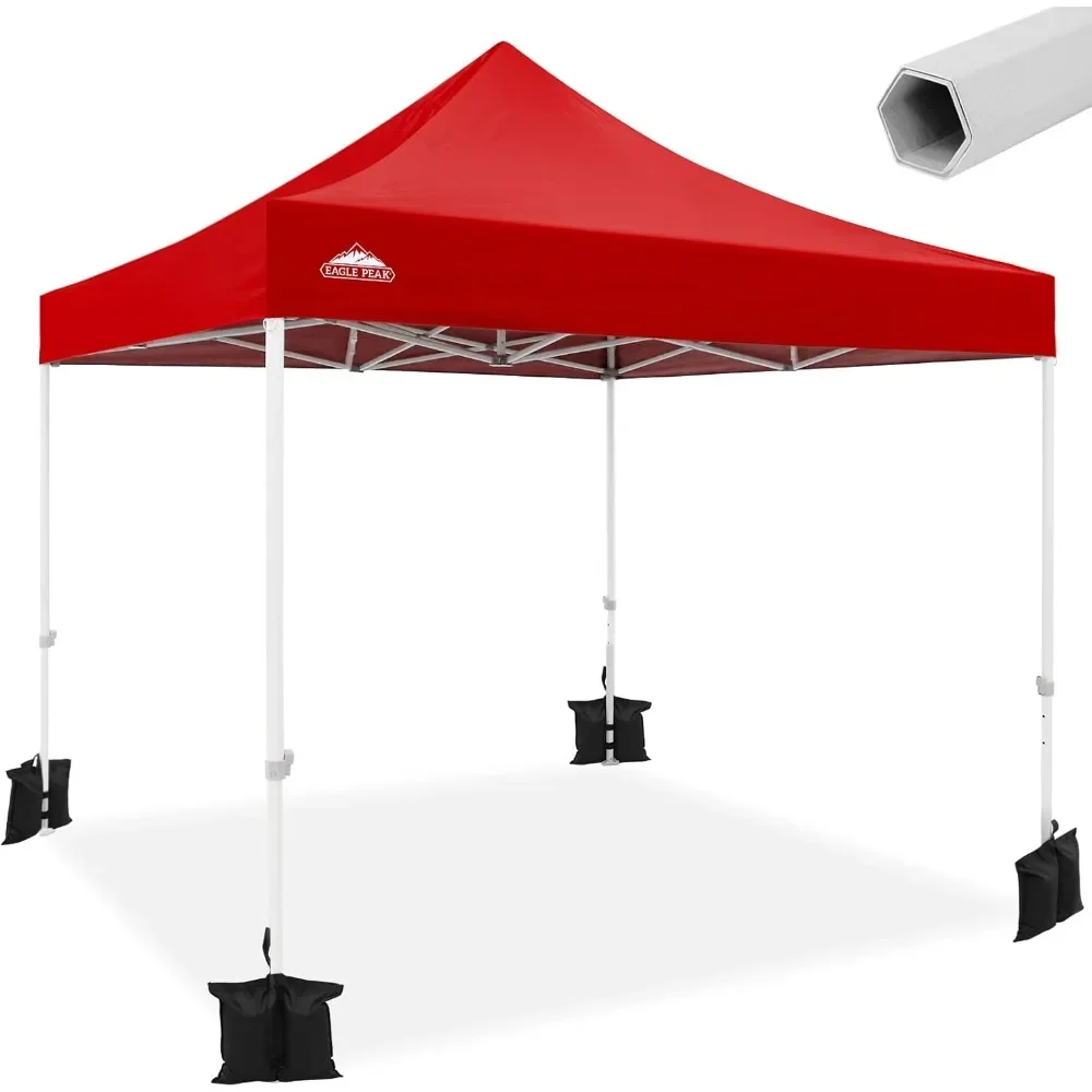 

10x10 ft Heavy-Duty Pop-Up Canopy – Commercial Instant Shelter with Roller Bag & 4 Sandbags for Marketplaces