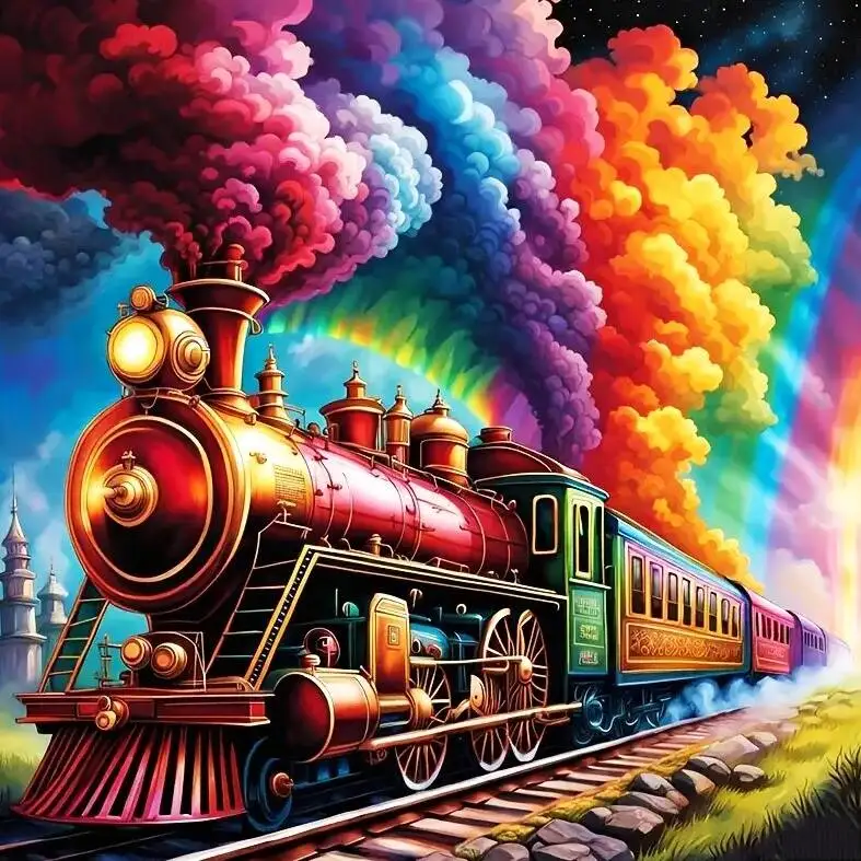 

Train with Colored Steam 500PCS/1024 PCS Jigsaw Puzzles Challenging Family Activity Game for Gameroom Bedroom Home Decor Gift