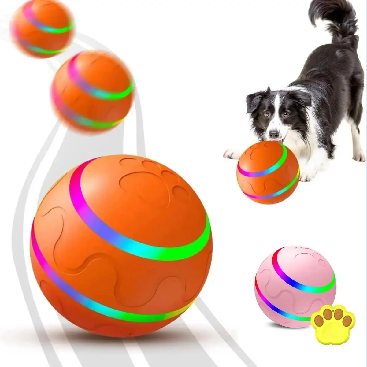 

Smart Interactive Pet Ball Remote Control Flashing Rolling Jumping Rotating Waterproof Dog Chew Toy Ball for Aggressive Chewers
