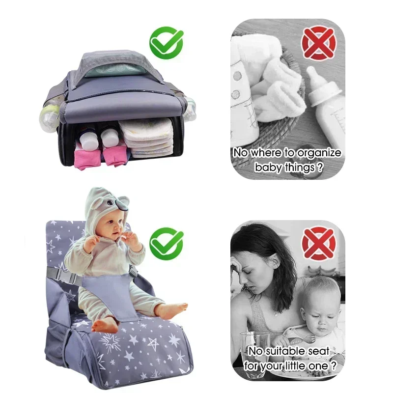 INSULAR 2-in-1 draagbare veilige pads Stoelverhoger Mamatassen Comfortabele hoogte Stoelkussen Perfecte organizer Multifunctioneel