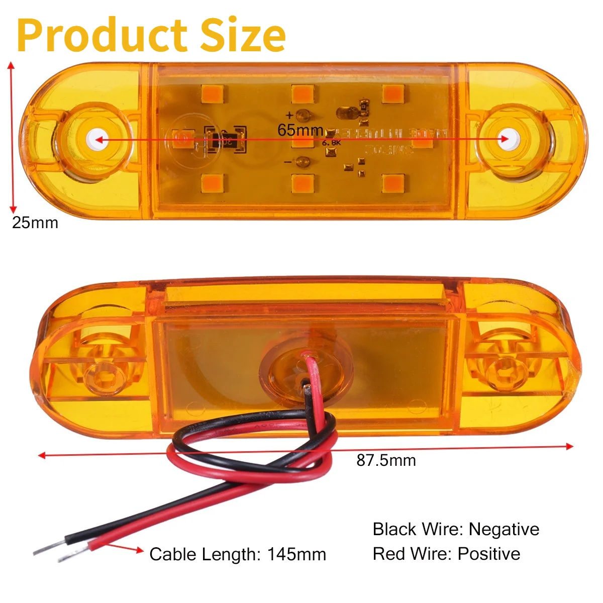 12V-24V Universal 9 LED Side Marker Light Indicator Lamp for Truck Trailer Caravan Lorry Van RV Bus Boat Amber/Red/White