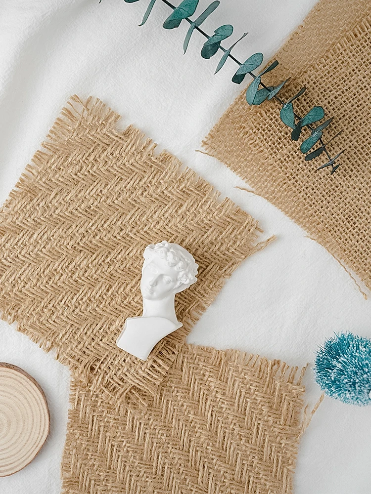 Tapis de photographie de Style rappelant, toile de jute jaune, arrière-plan en lin, accessoires Photo en tissu, accessoires de tournage pour aliments, bijoux, cosmétiques