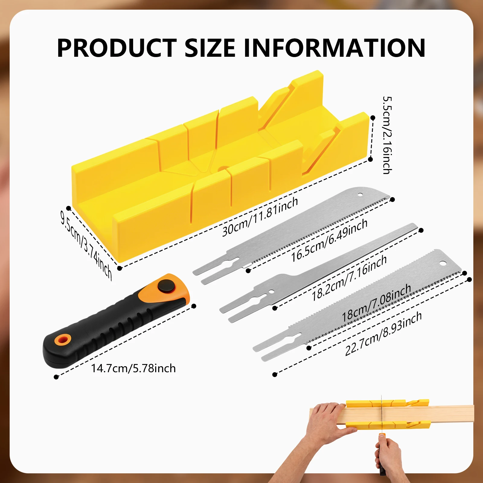 Mitre Box Saw Set with 4 Angle Slot for Workshop Repair Garden Mitre Box Mitre Box and Saw Japanese Pull Saw Mitre Block