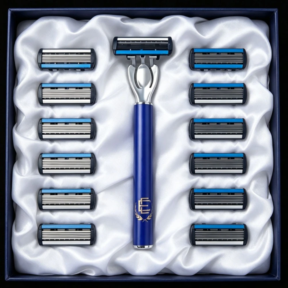 Men's Manual Razor 6-Layer Precision Blade System Replaceable Refills, Long-term Use, Men & Women Suitable Great Gift Idea