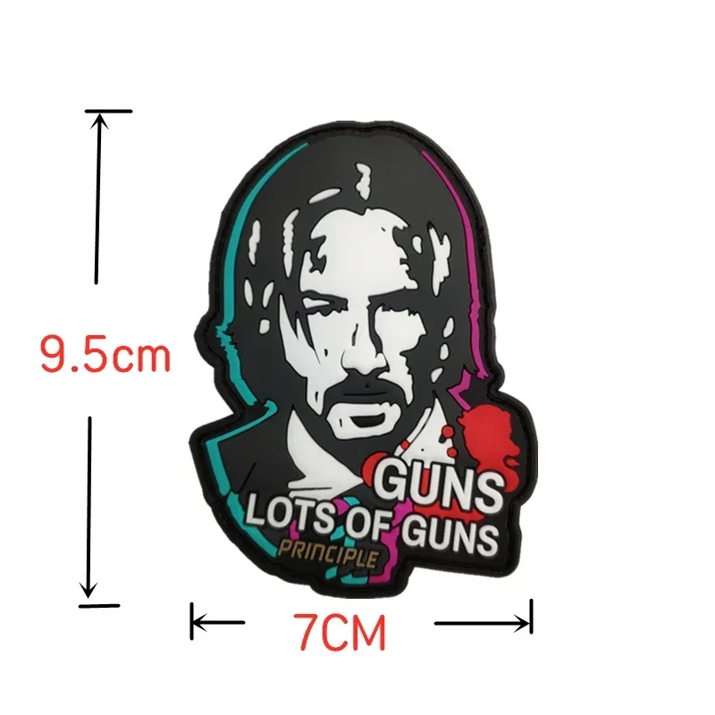 PVC Johnwick Classic Line 3D Hook & Loop Patches Reflective Armband Tactical Morale Badge for DIY Clothes Backpack Applique