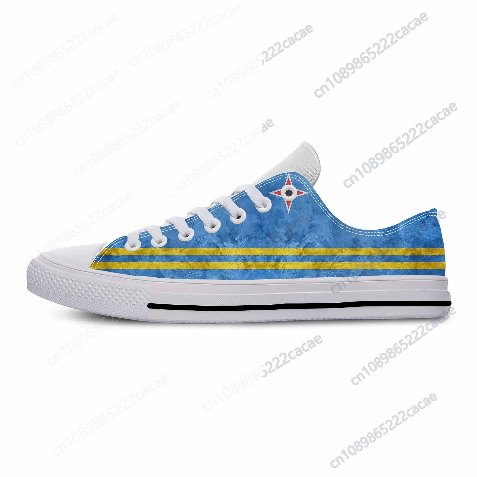 

Aruba Flag Patriotic Pride Fashion Funny Popular Casual Cloth Shoes Low Top Comfortable Breathable 3D Print Men Women Sneakers