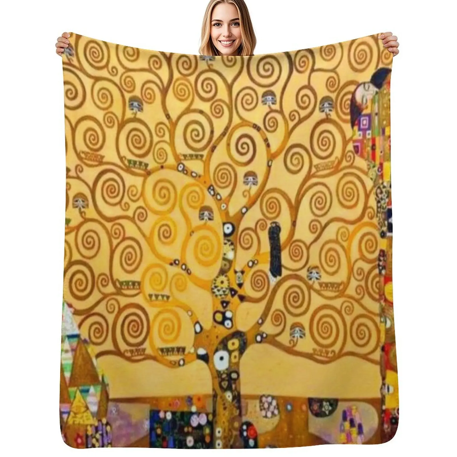 

Gustav Klimt - tree of life Throw Blanket Quilt Thermals For Travel Thins Vintage Blankets
