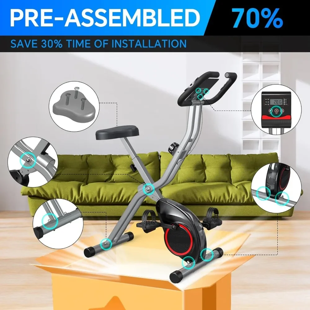 

33LB Lightweight Foldable Exercise Bike for Small Apartments - Portable Indoor Stationary Bike for Home Workout