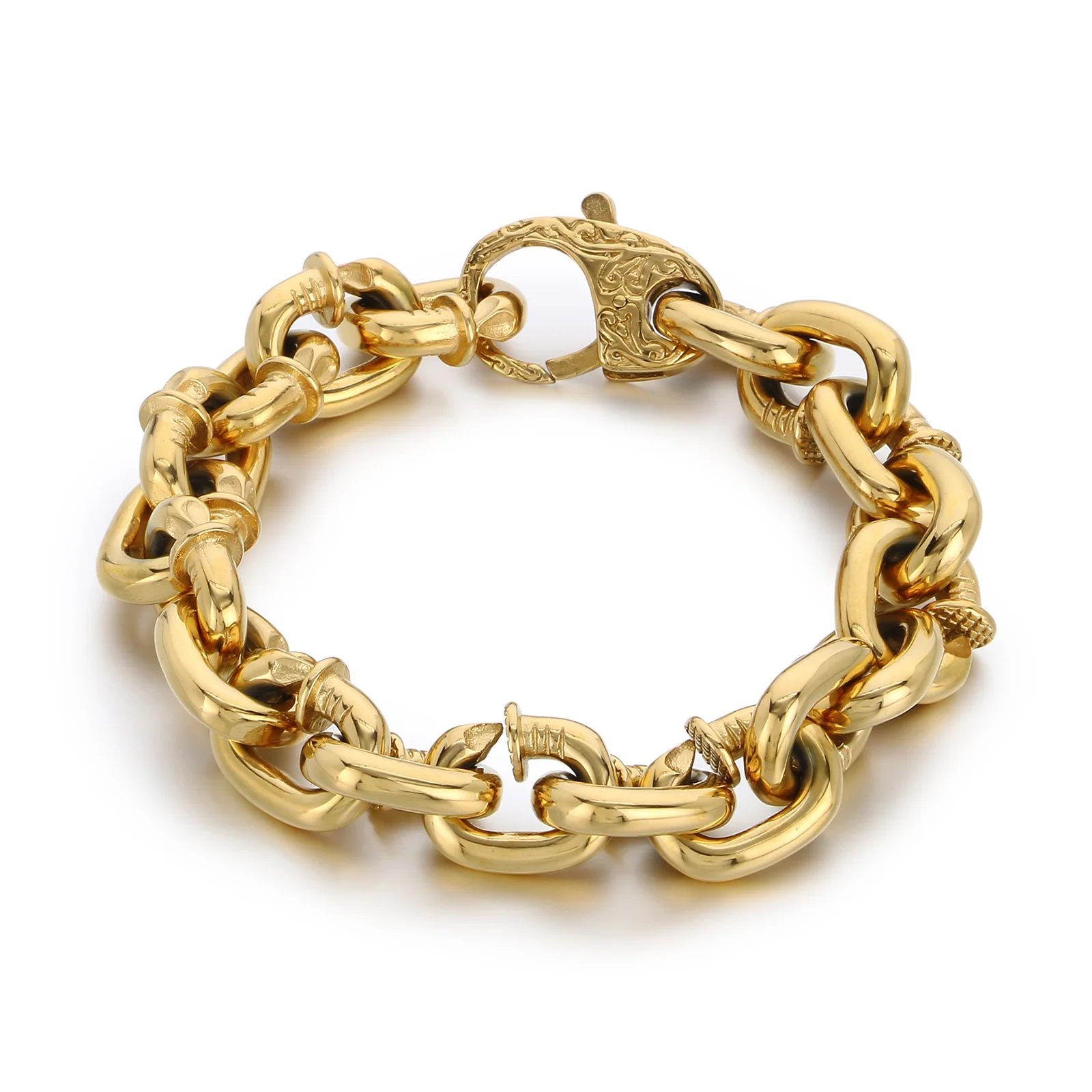 AliExpress fongten Fongten Punk Casual Men's Stainless Steel Necklace Nail Chain Lndustrial Naturalism Bicycle Decoration Fashion Jewelry Set Gifts