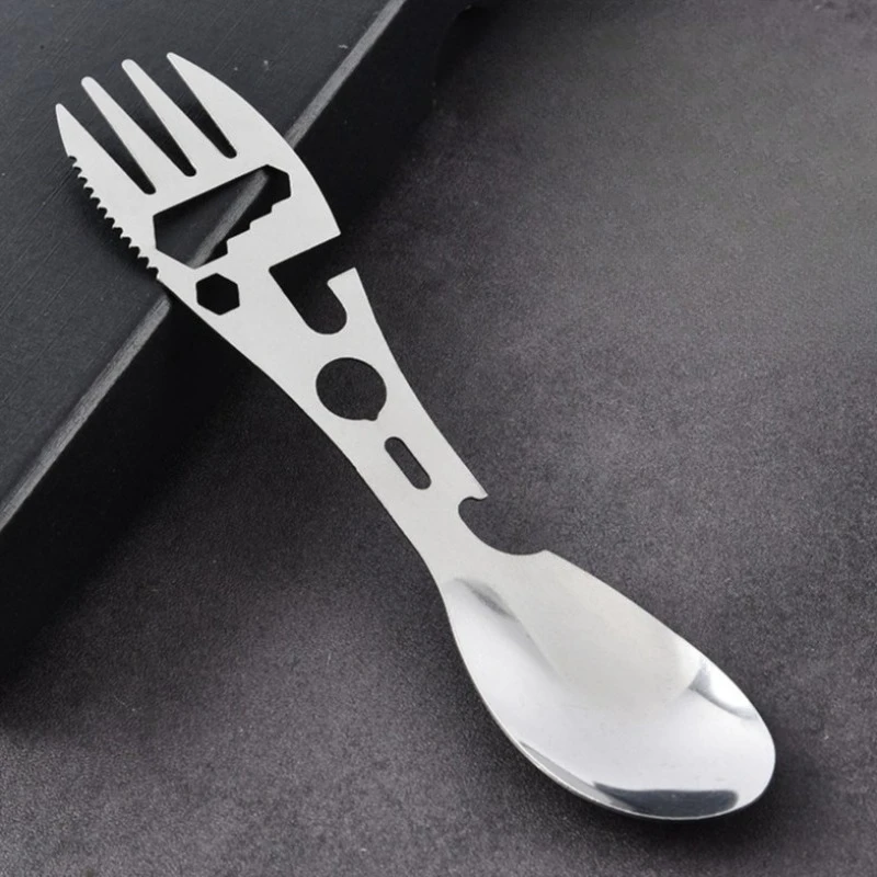 Versatile Outdoor Fork Spoon Outdoor Camping Tool Lightweight Fork Spoon Bottle Opener for Survival Tactical Utility for Easy