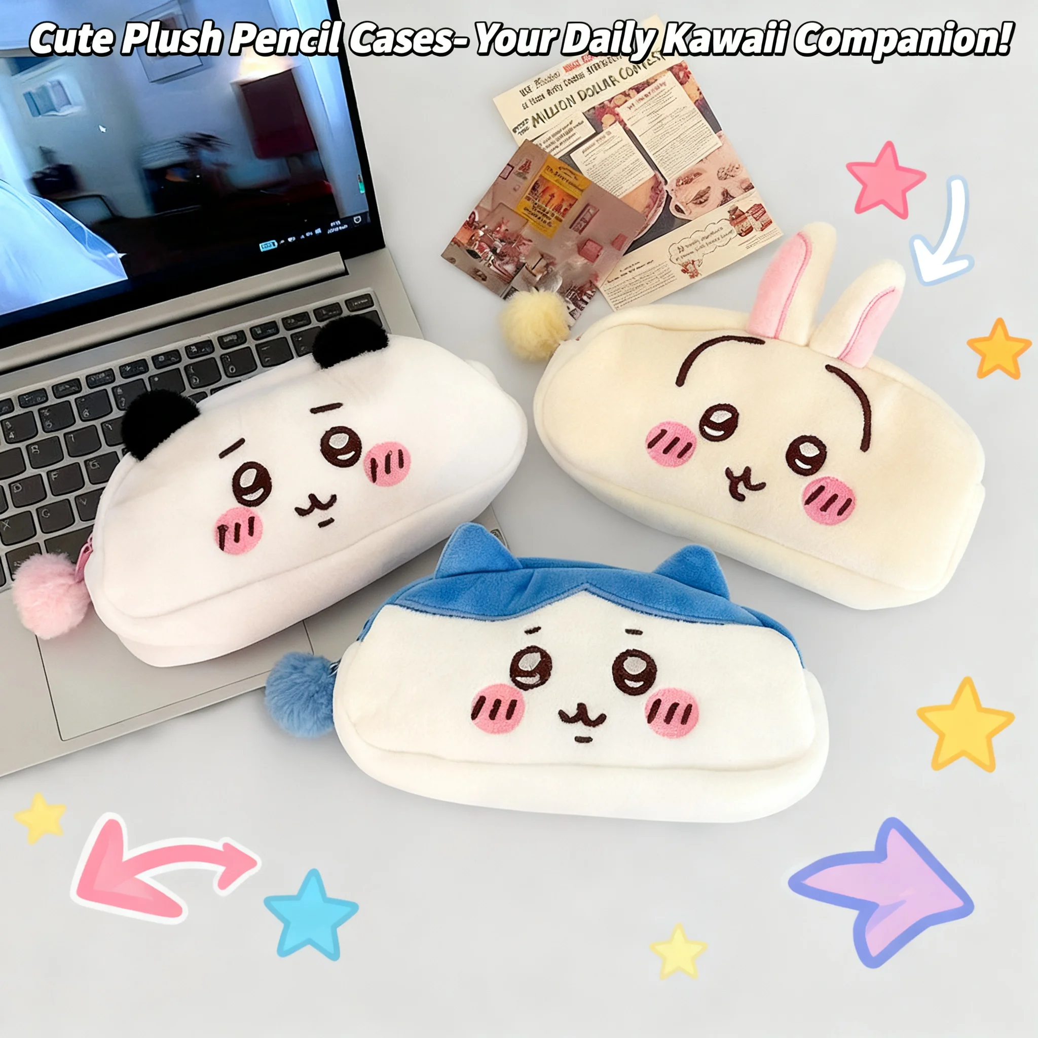 

Пенал Chiikawa Hachiware: Милый мультяшный чехол для канцелярии, подарок на Новый год для школы и офиса, кавайный дизайн Usagi