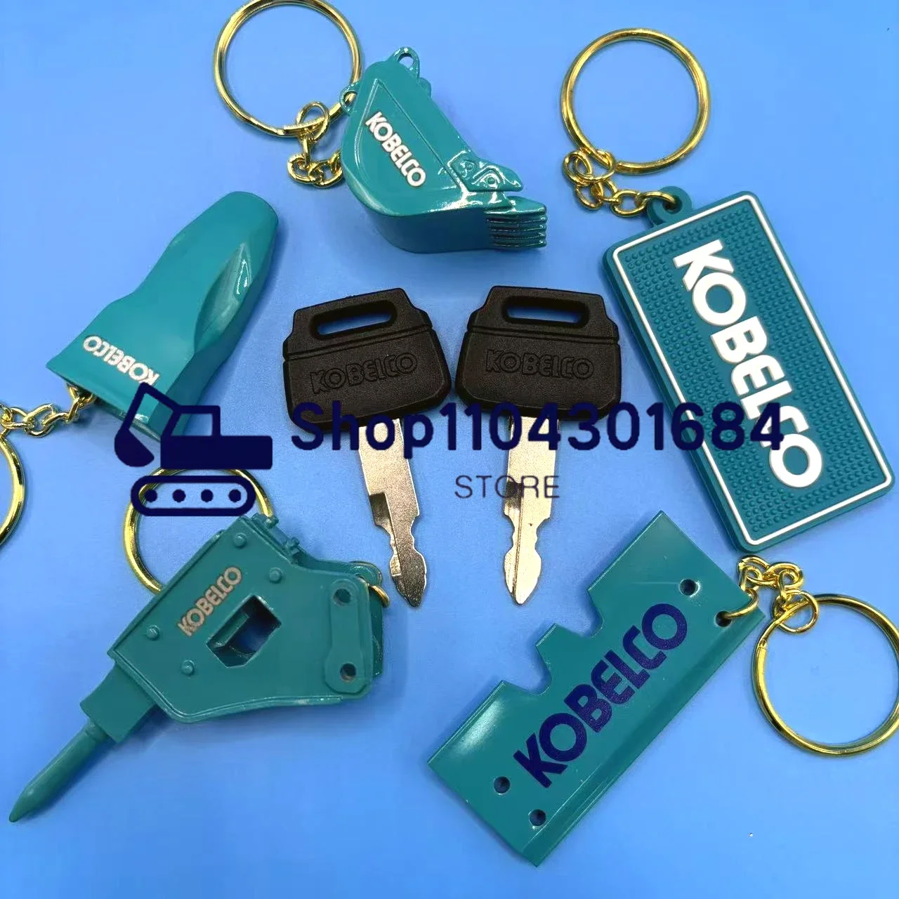 2pcs K250 Key for Kobelco Excavator Heavy Equipment Keychain Ignition Key with Bucket Key Chain