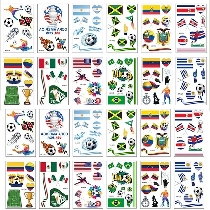 

5PCS Football Cup Tattoo Stick, Waterproof Sweat Disposable Face Stick Arm Stick