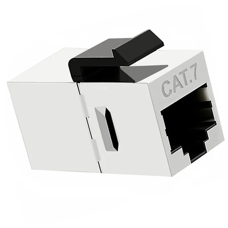 RJ45 Cat7 Shielded Inline Coupler Cat 7 หญิงหญิงสําหรับแจ็คสโตน Cat7 Modular Connector พร้อม Keystone Latch ทนทาน-PO
