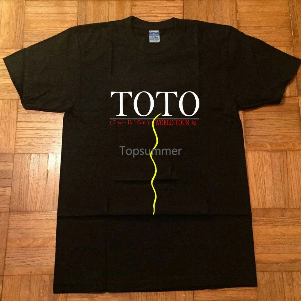 

Vintage Toto World Tour 1985 T-Shirt Africa Original Vtg Raregood Quality Top Print T Shirt Mens Short Sleeve Hot Top Tee