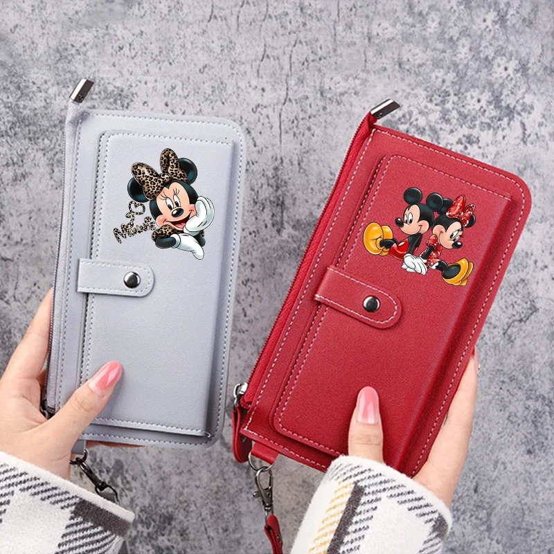 Mickey Mouse Minnie Women's Wallet Disney Cartoon Anime Print Purse Fashion Multi Functional Card Bag Girls' Zero Wallet Gift