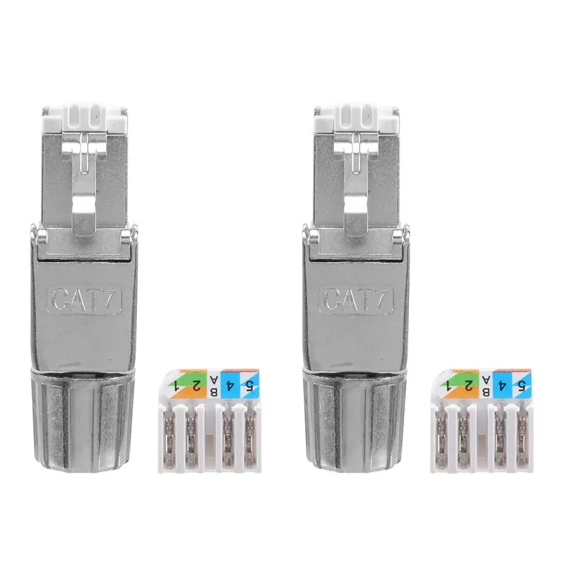 [NEW!】 2 Pcs For RJ45 CAT7 Connectors Tool Free Shielded Toolless Modular Network Plug For Installation Cable