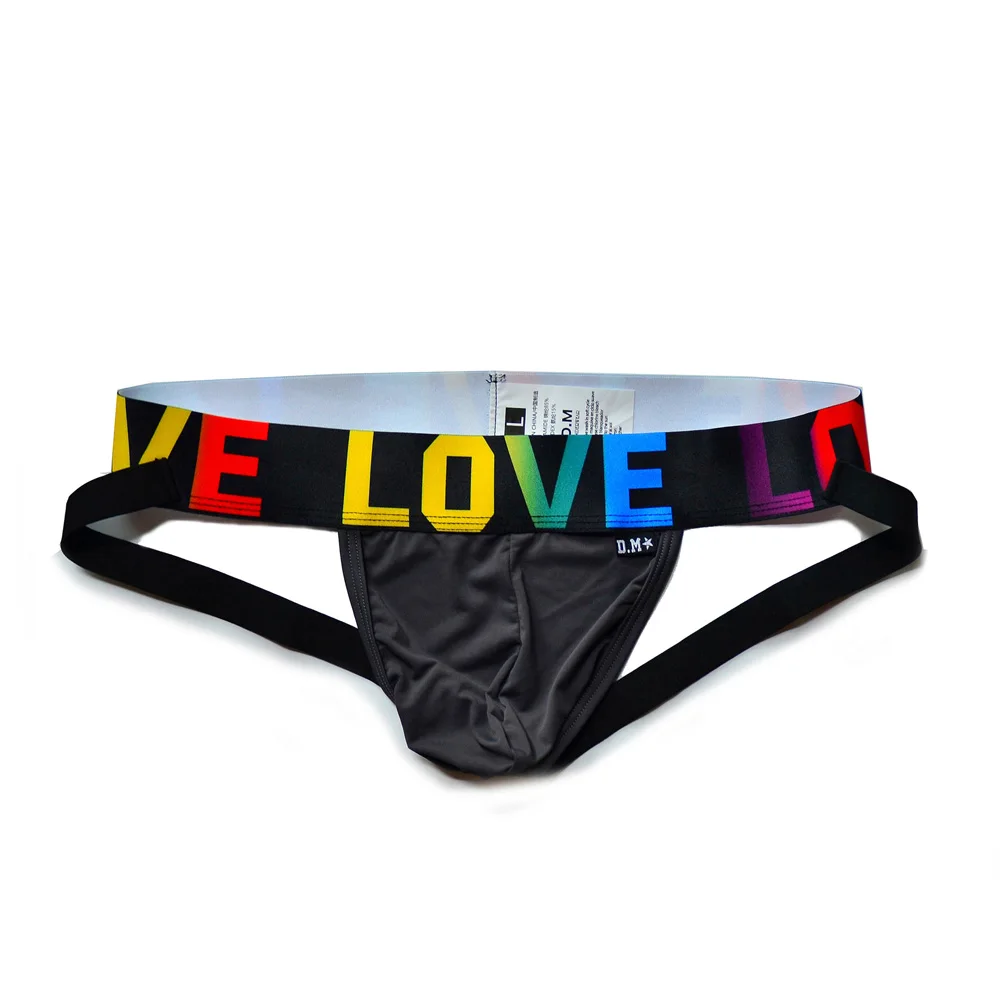 Men\'s Underwear Low Waist Sexy Rainbow Letter Belt Stylish Personality Double Thong Nylon Smooth Cool Grateful Convex