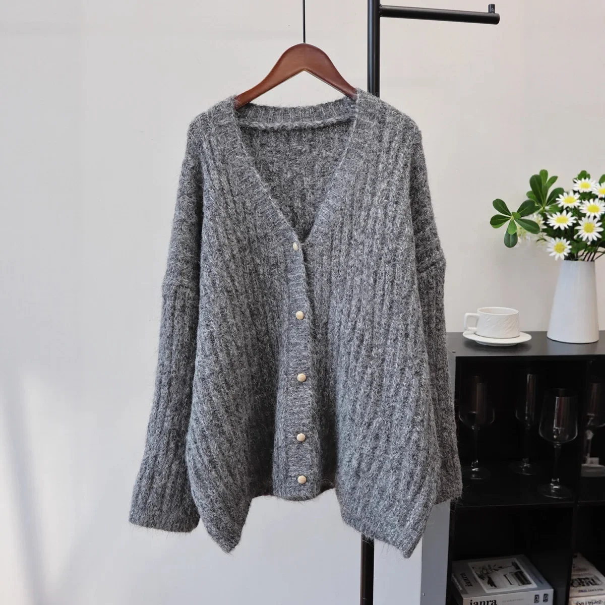 Cardigan mi-long pour femme, manteaux, vestes décontractées, amples, col en V, pulls Y2k, Streetwear, tricot élégant, automne hiver 2026