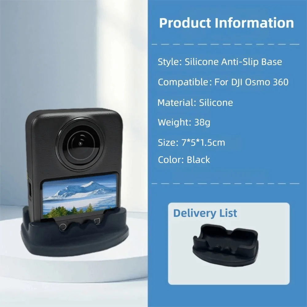 

Non-Slip Camera Support Base Soft Silicone Charging Slot Desktop Mounting Base Bracket Stable Fixed Base Stand for DJI Osmo 360