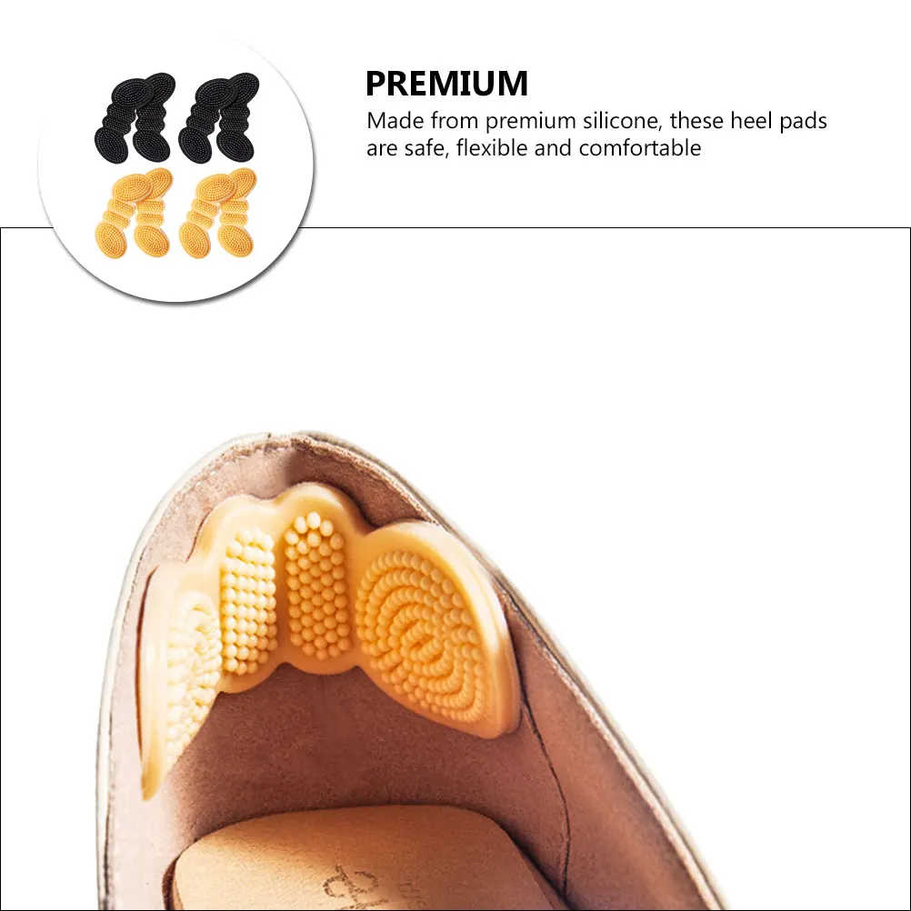 

4 Pairs Heel Stickers Women Shoes 4D Grips Silicone Pads High Heels Ballet Casual Long St Comfort Premium Safe