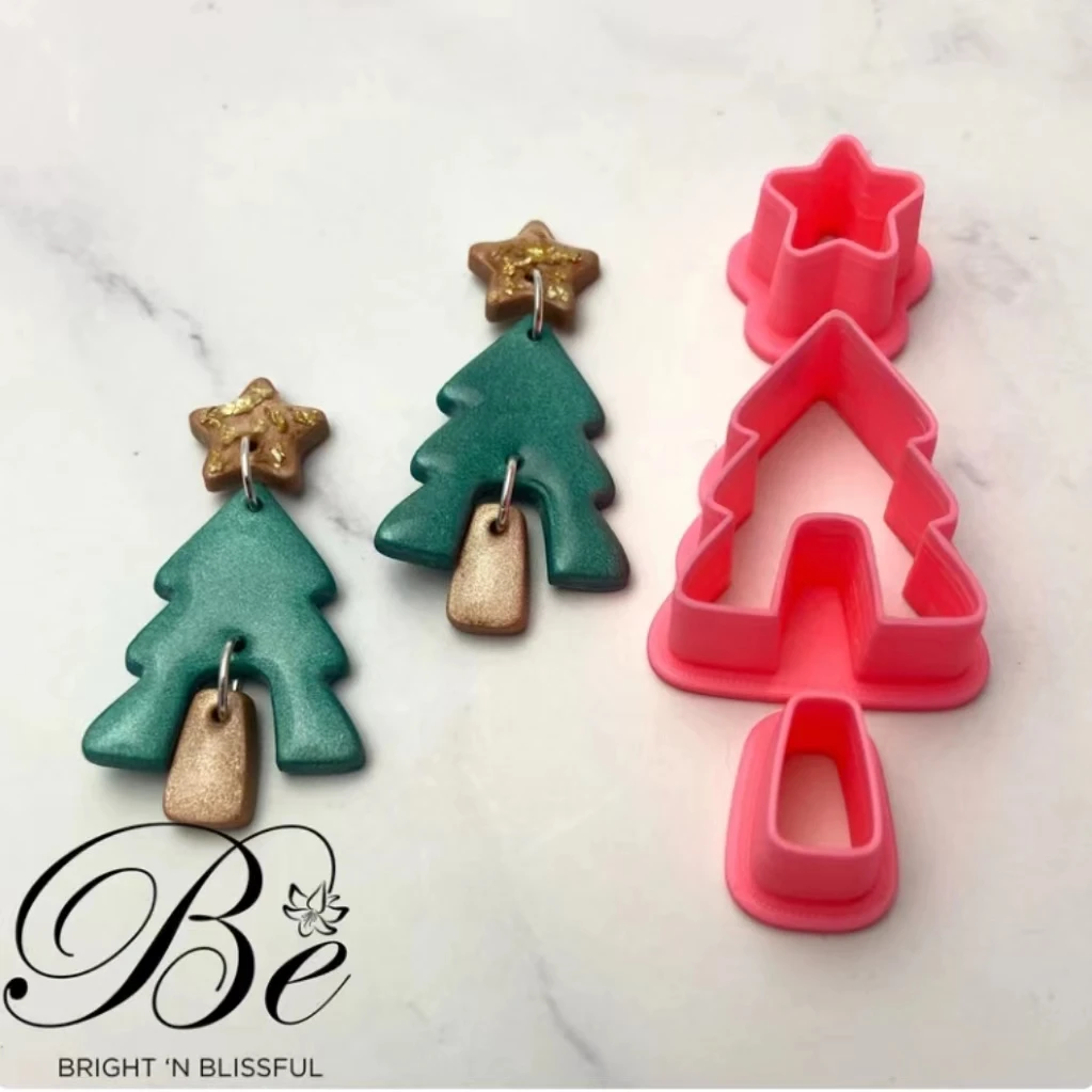 Clay Cutter Shape Christmas Tree Set 3 parts | Unique Shape | Polymer Clay Earring Cutters | UK | Clay Tools | Earring Cutters