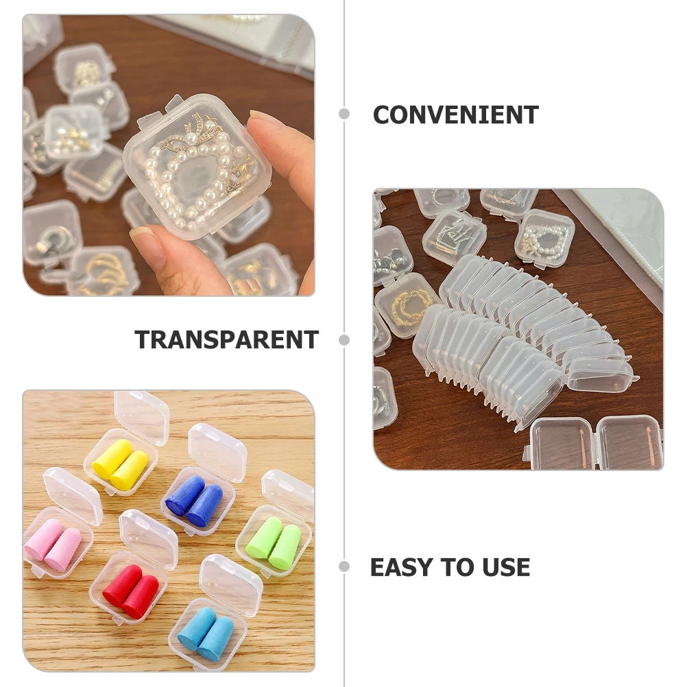 

100pcs Storage Box for Jewelry Accessories Beads Earplugs Small Organizer Clear Plastic Cases Lightweight Travel Friendly
