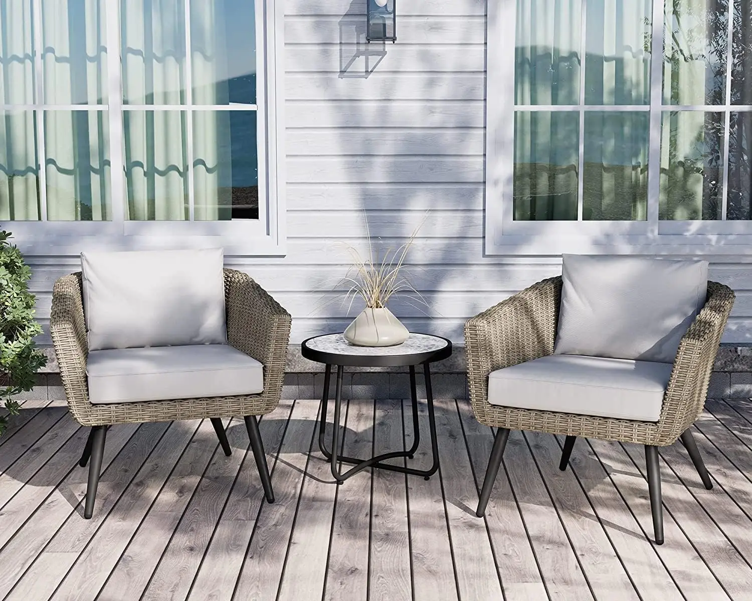 

3-Piece Outdoor Patio Furniture Wicker Bistro Set