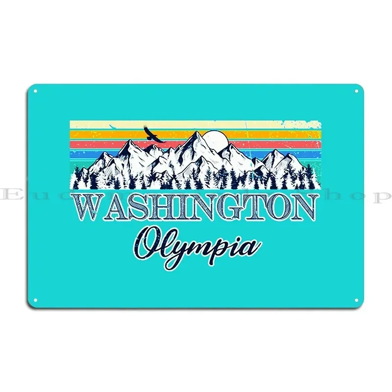 Olympia Washington Mountain Metal Plaque Poster Retro Retro Garage Designing Plaques Tin Sign Poster