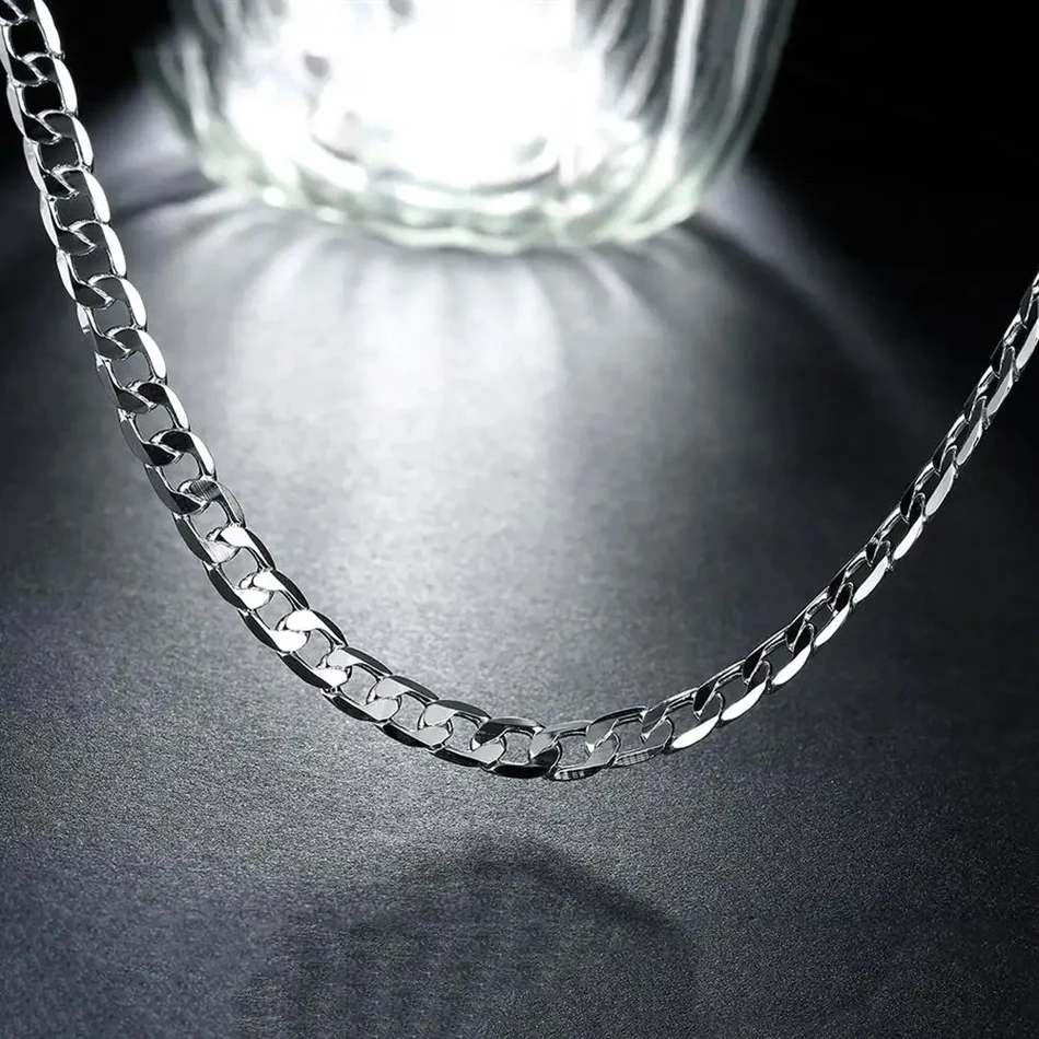 Feine 925 Sterling Silber 6 MM Geometrie Kette Armbänder Halsketten für Frauen Mann Mode Designer Party Hochzeit Schmuck Sets geschenke – Detail 4