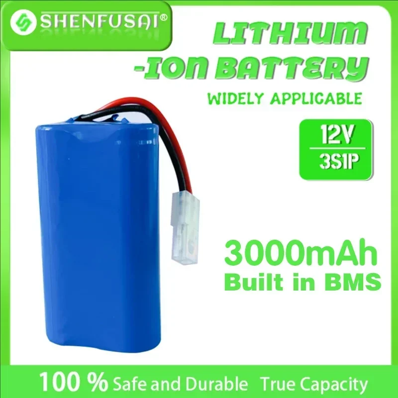 

12V 3000mAh 18650 Lithium Rechargeable Battery pack 3S1P for Speaker flashlight CCTV Camera GPS Portable search light equipment