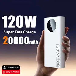 20000 mAh 120 W przenośny Power Bank szybkie ładowanie PowerBank Ultra cienka bateria zewnętrzna podwójny USB dla iPhone 16 zasilacz Xiaomi