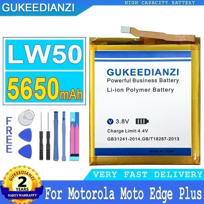 

High Capacity Rechargeable Portable Battery LW50 For Motorola, Moto Edge Plus, 5650mAh, Replacement Batteries + Tools