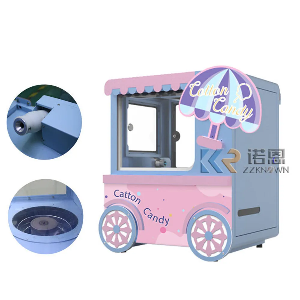 Custom Design Full Automatic Commercial Cotton Candy Vending Machine Commercial Marshmallow Floss Sugar Maker