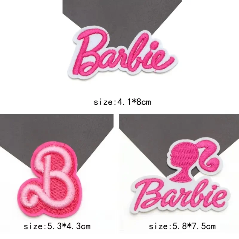 3 Teile/satz Barbie Gestickte Kleidung Patch Brief Kawaii Mini Kinder Loch Patches Cartoon Tuch Dekor Eisen Kleidung Zubehör Diy