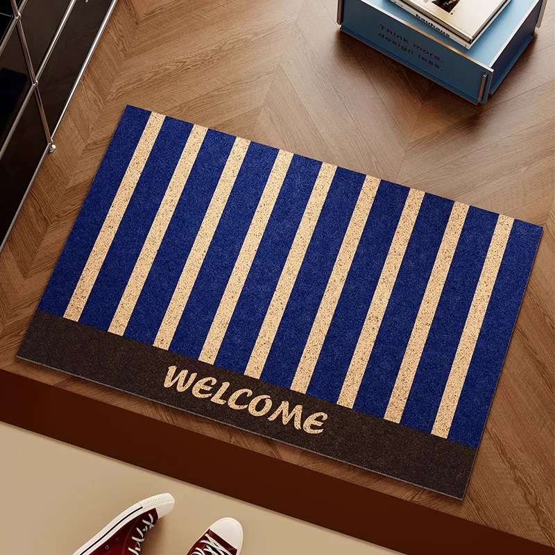 Vertical Stripe WELCOME PVC Coil Doormat Cuttable Anti Slip Entrance Door Mat Dirt Sand Trapping Shoe Scraper Floor Rug