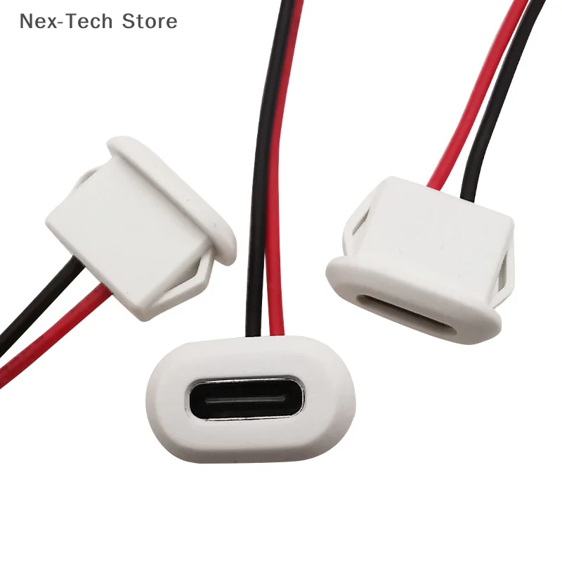 2 Pin USB-C Type Waterproof USB Connector Direct Compression Female Base Female Socket Charging Interface
