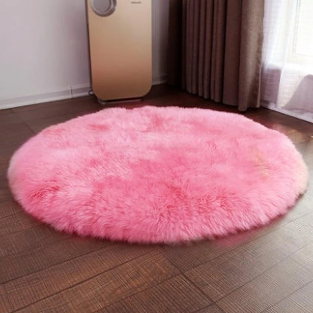 Designer Rug Faux Fur Fluffy Shaggy Soft Area Rug Non Slip Polyester Mat for Kids Creative Room Decor